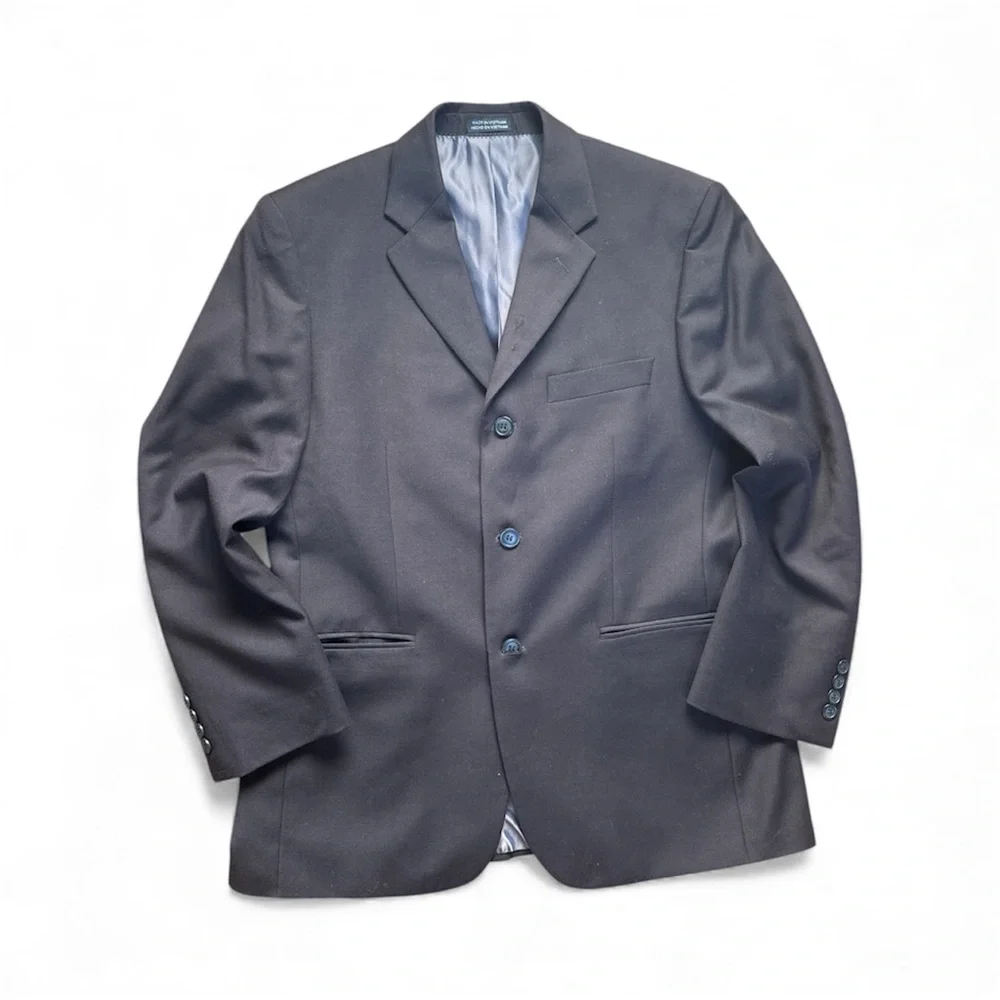 Men's Black J. Ferar 100% Wool Size‎ 44 Blazer Suit Jacket